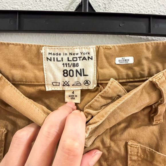 Nili Lotan Utility Khaki Baggy Barrel Leg Wide Shon Cotton Twill Pants 4 - Picture 5 of 6